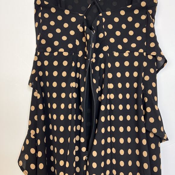 MINKPINK Black Beige Polka Dot Ayat Cami Frill Ruffle Slip Midi Dress Size Small - Picture 8 of 10